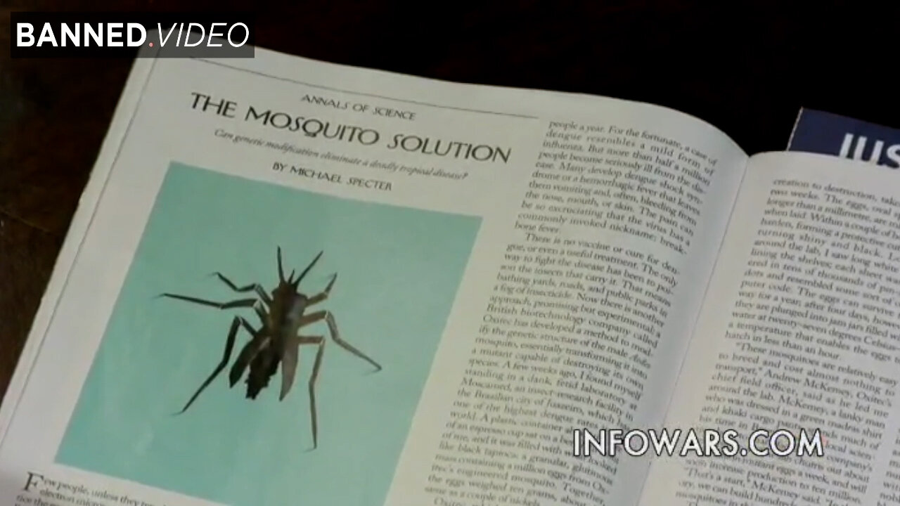 Alex Jones Exposes Genetically Modified Mosquitoes Created to Forcefully Inoculate the Population