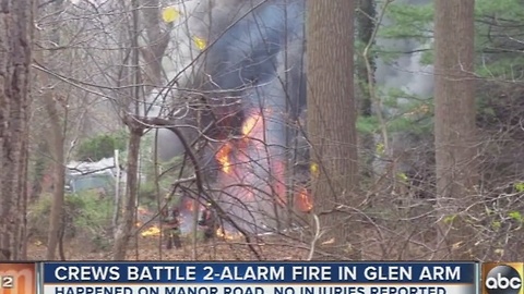 Crews battle 2-alarm fire in Glen Arm