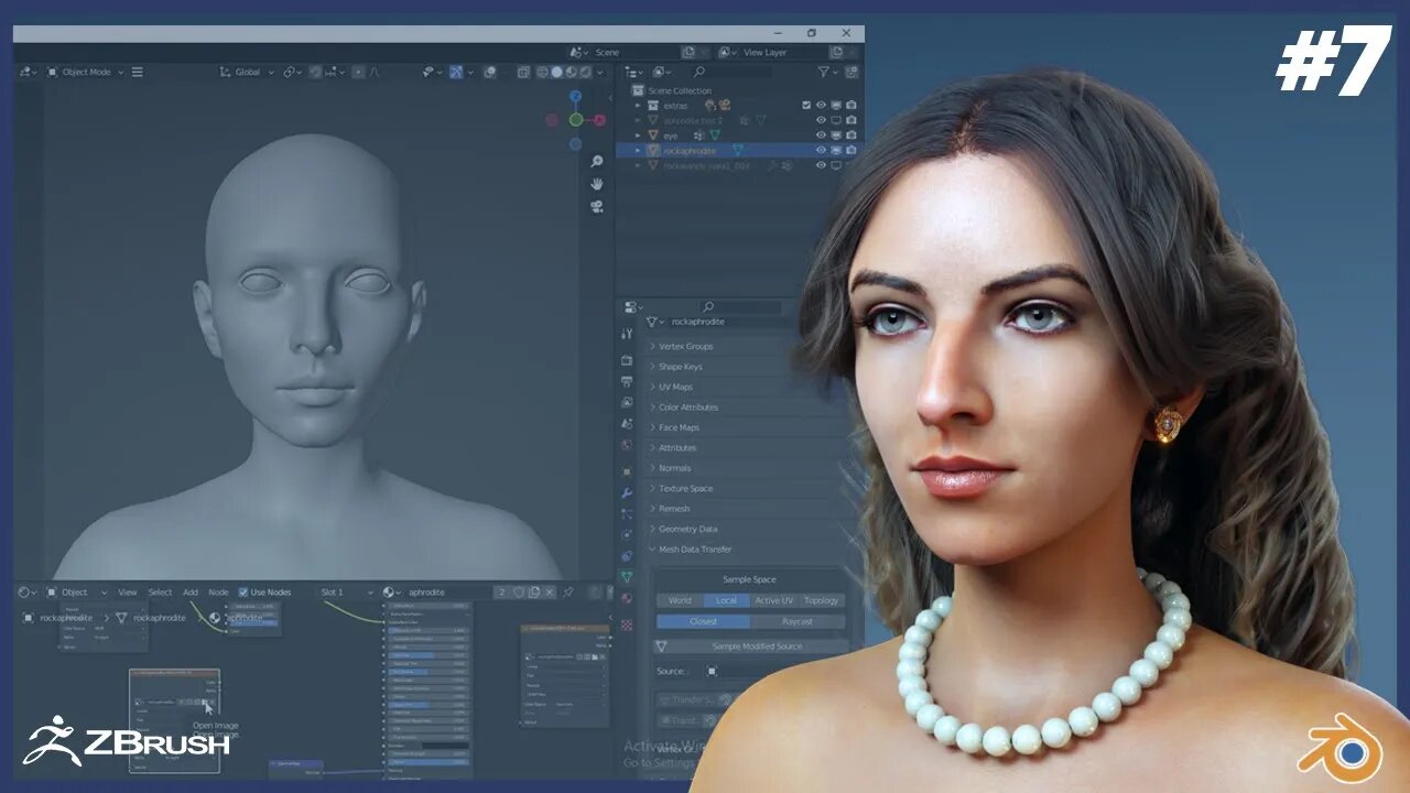 Aphrodite | how to create 3d realistic Character for animation | Part 7 | ZBrush | Blender tutorial