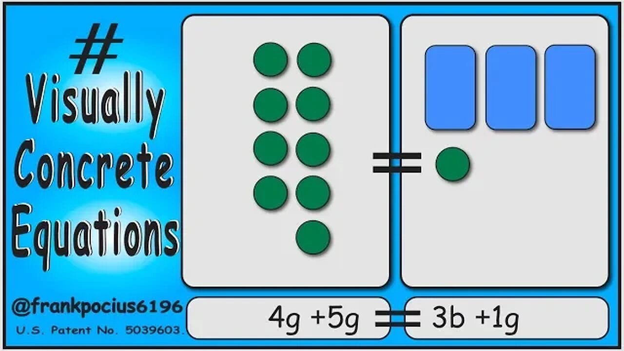 VISUAL EQUATION _ 4g +5g = 3b +1g _ SOLVING BASIC EQUATIONS _ SOLVING BASIC WORD PROBLEMS