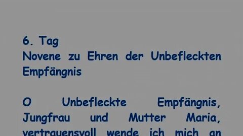 6. Tag Novene zu Ehren der Unbefleckten Empfängnis