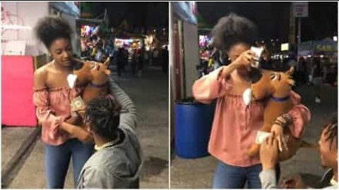 Jovem acredita que pedido de casamento é uma partida do namorado