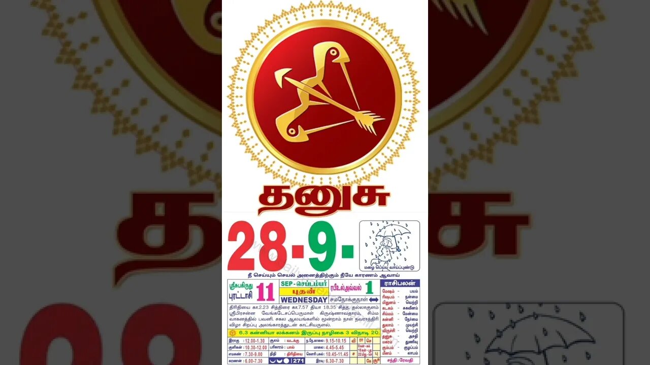 தனுசு || இன்றைய ராசிபலன் || 29|09|2022 புதன்கிழமை