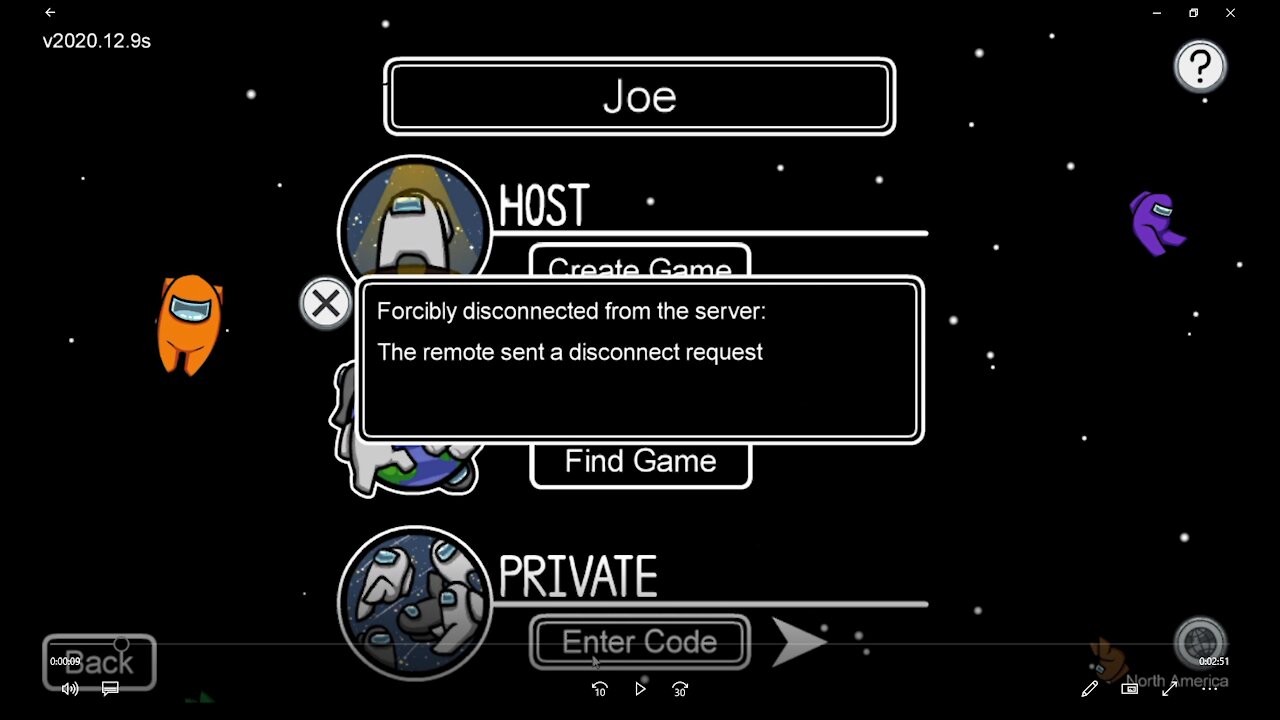 I try to join a game of among us for 3 minutes.