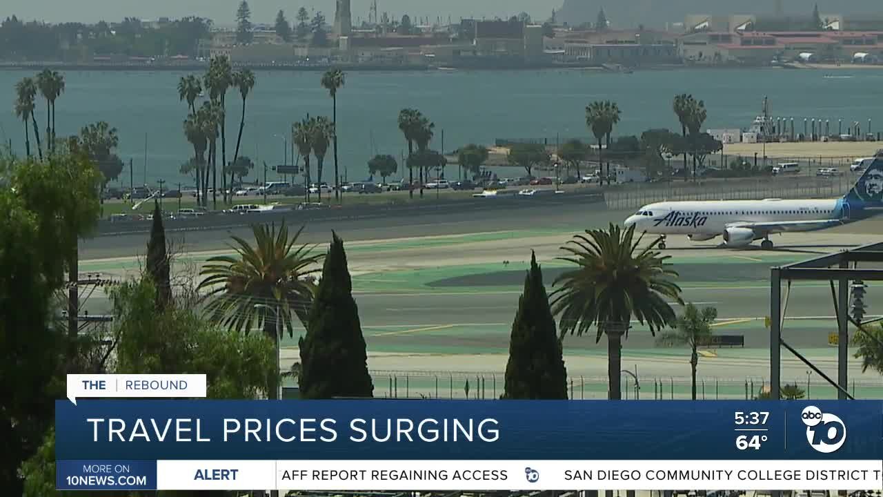 Travel prices surging for travel in and out of California