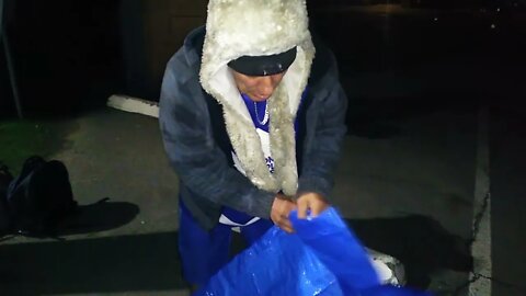 mr anonymous, operation blue tarp pockets to keep the homeless warm. donate @ gorunbaby.com