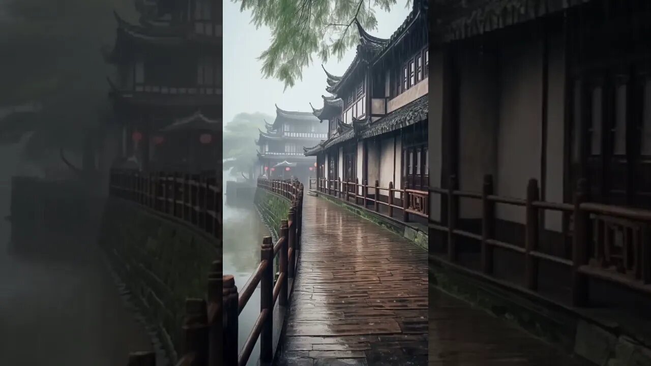 深度睡眠：古城大雨声冥想提高专注力，街道雨声帮助你快速入睡ASMR#rain #rainsounds #sleep #sleepmusic #shorts #shortsvideo