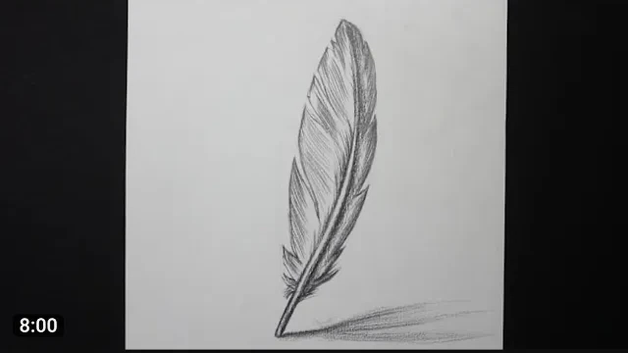 تعليم الرسم / رسم ريشة بالرصاص والخطوات/ Drawing a Feather720P HD 1