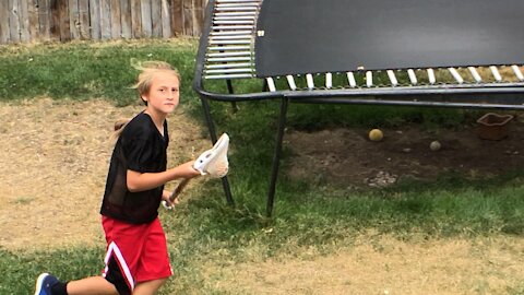 Backyard Lacrosse practice with GT Glenn Tewaaraton