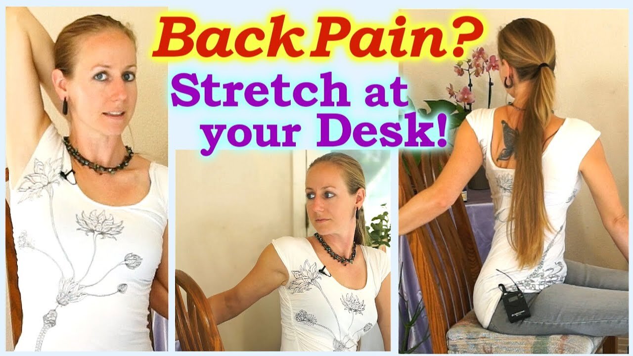 Easy Stretches For Back Pain & Neck & Shoulder Pain Relief Exercises, Stretching at home or office