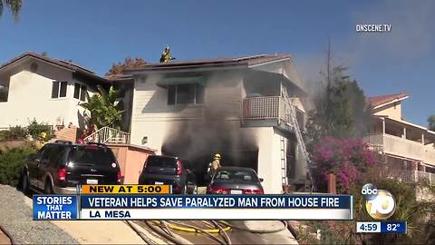 Veteran helps save paralyzed man from house fire