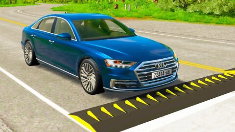 Audi A8 vs Spikes – BeamNG.Drive