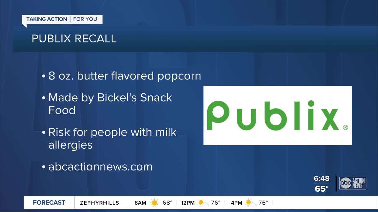 Popcorn sold at Publix recalled for not labeling milk in product