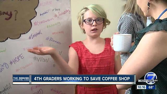 Fourth graders working to save coffee shop