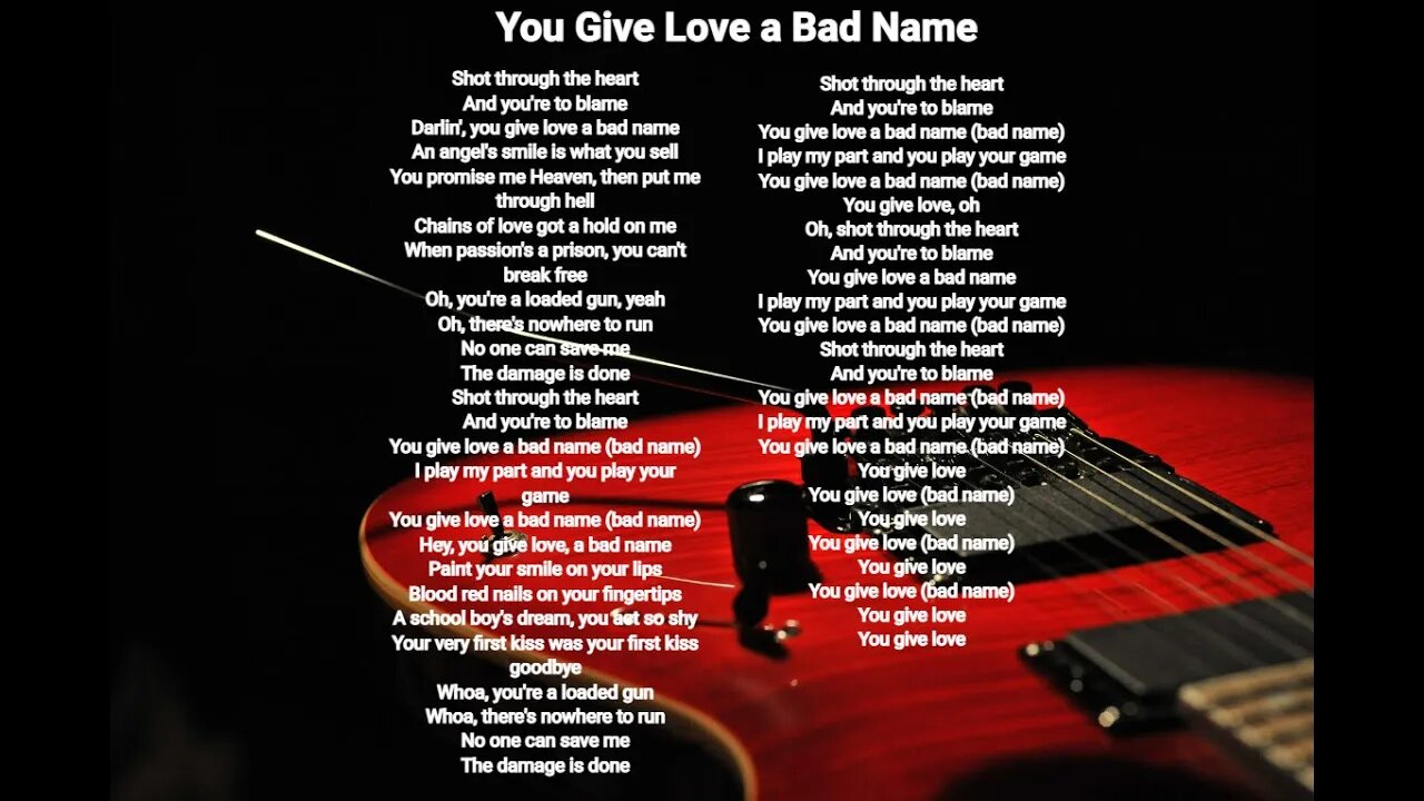 You Give Love a bad name - Bon jovi lyrics HQ