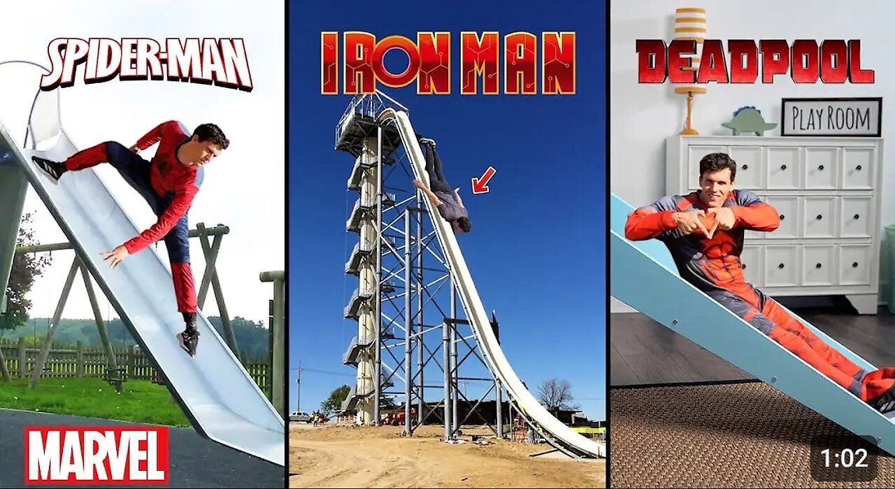 How Marvel Characters go down a slide. (Funny Compilation Part 1-2)