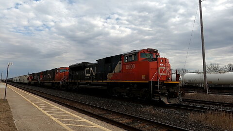 CN 8000 CN 5720 & CN 5733 Engines Manifest Train Westbound In Ontario