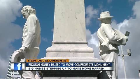 Donations from public figures, sports teams and community exceed goal to relocate Confederate statue