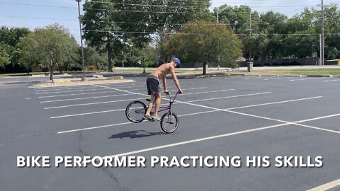 Bike Performer Practicing His Skills.￼