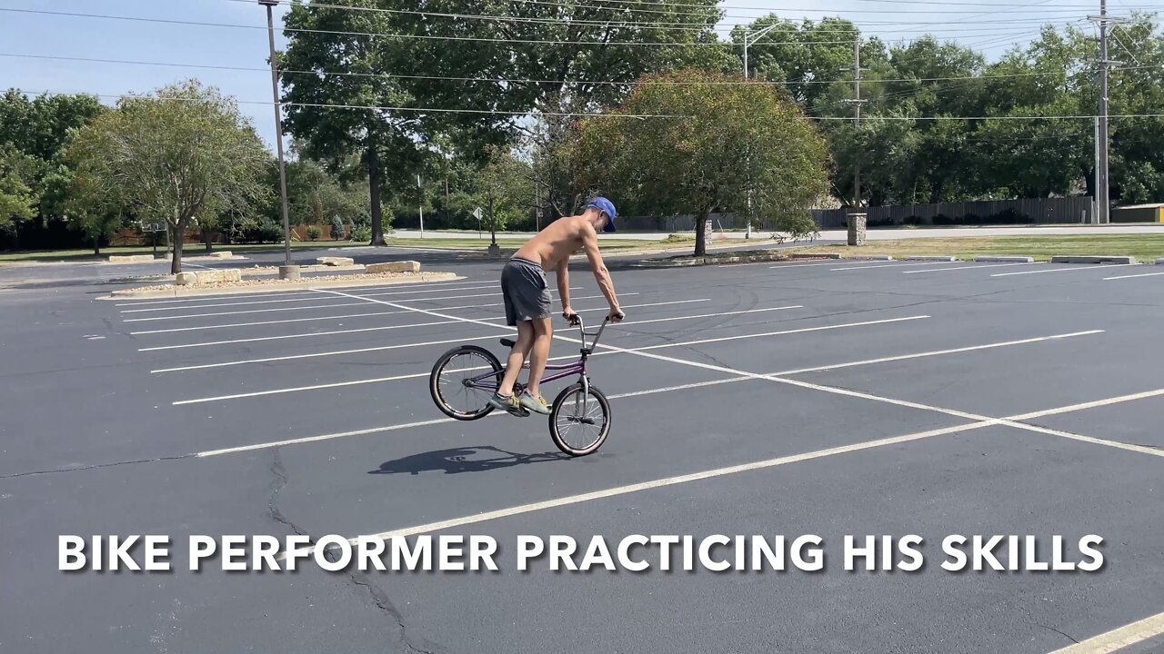 Bike Performer Practicing His Skills.