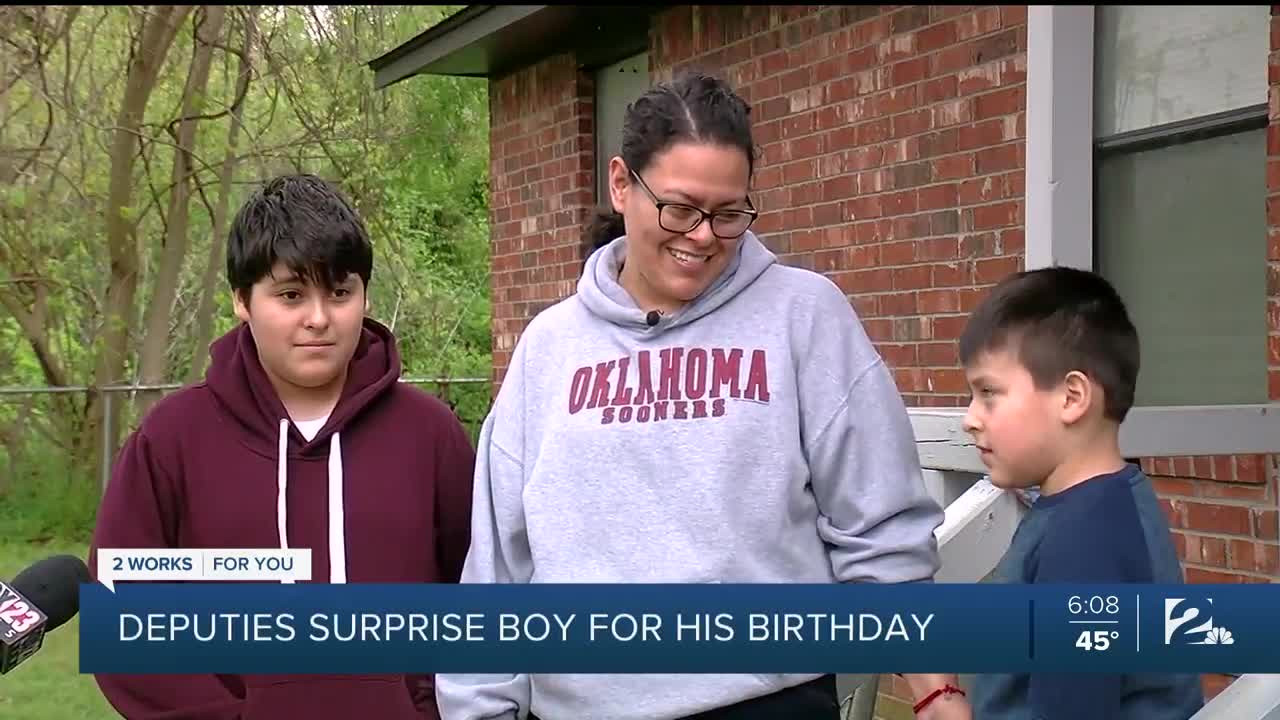 Tulsa County Sheriff Deputies Surprise Boy For His Birthday