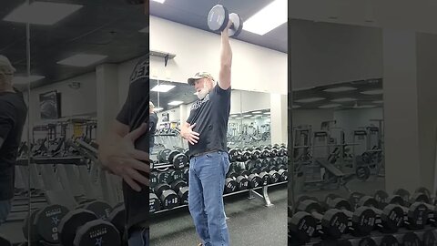 40lbs dumbbells overhead triceps, 61 years old