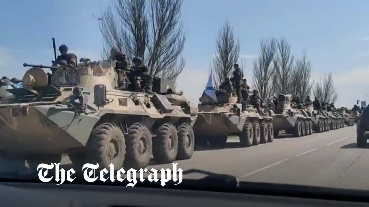 Ukraine war: Russian military column seen heading towards Donbas