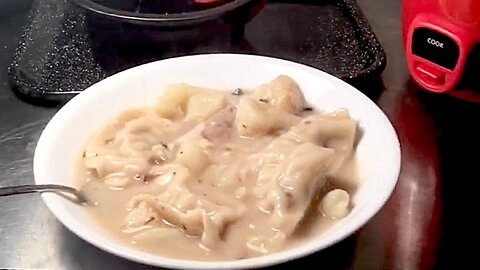 Grocery Pork 🥟 🥟 Cauliflower n Cream Of 🍄 Cooked In Mini Rice Cooker