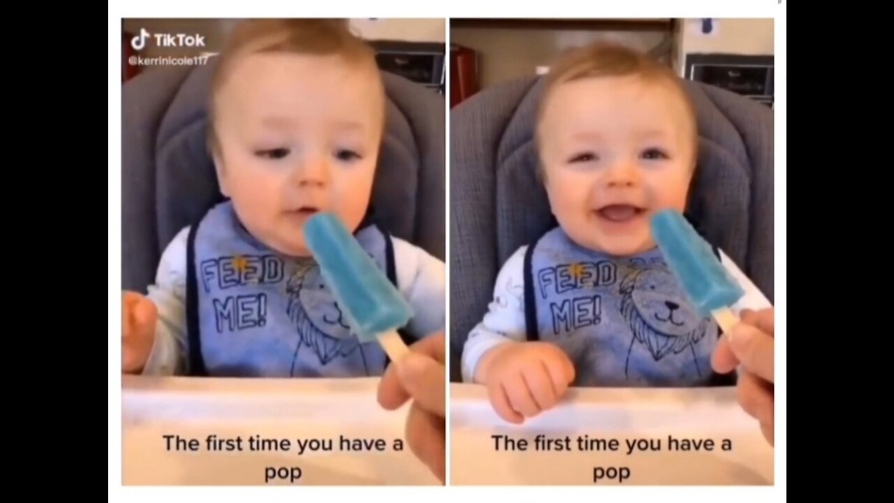 Baby eating ice cream for the first time