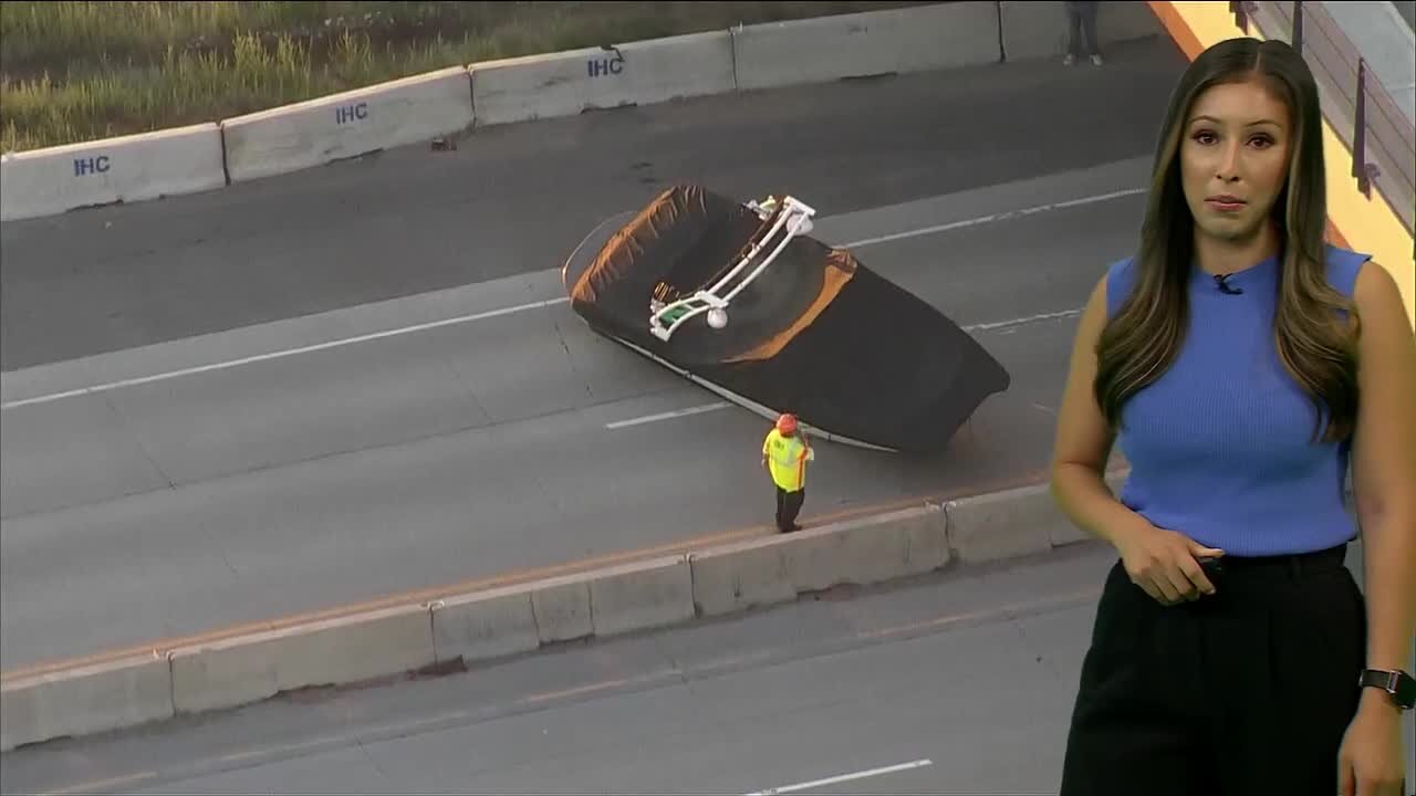 Northbound Interstate 25 at Harmony Road closed Wednesday due to crash leaving boat stranded across the road