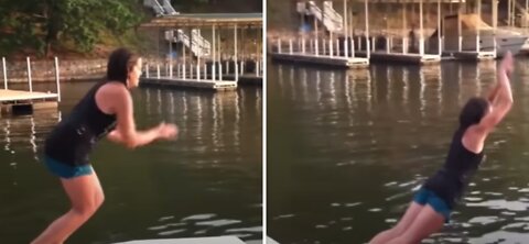 Girl Faceplants Into Water Fail Funny