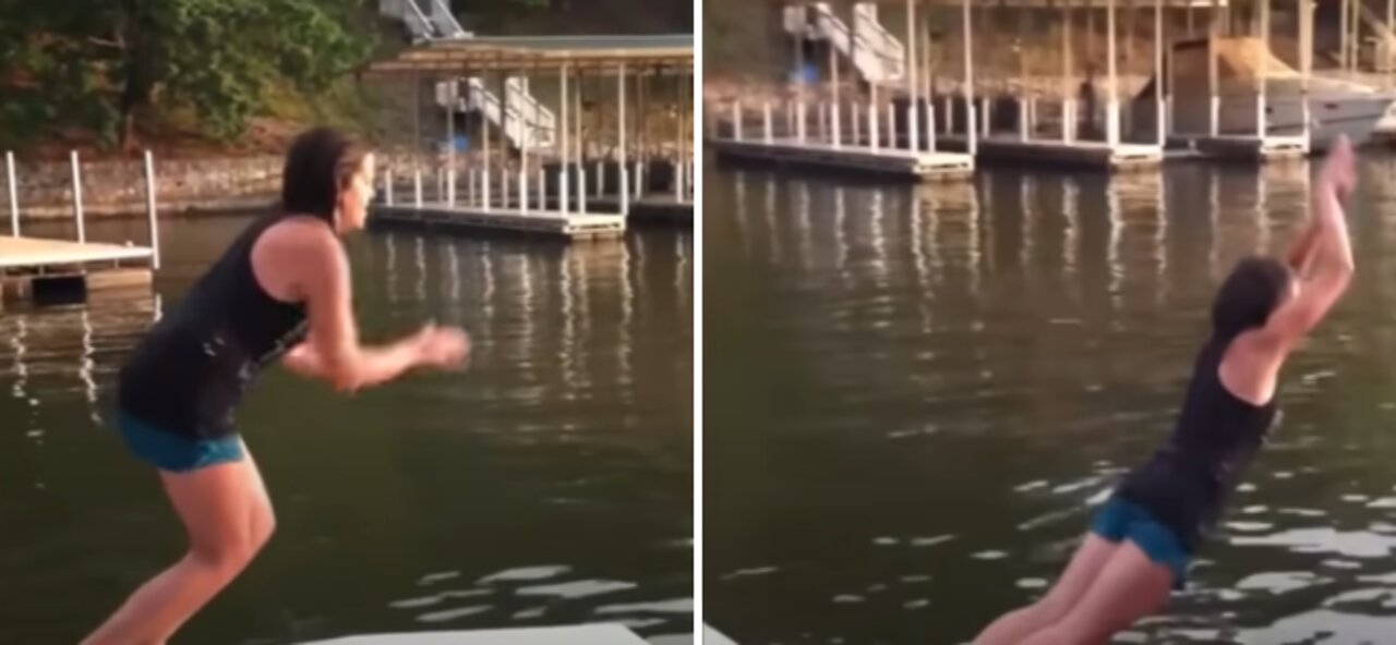 Girl Faceplants Into Water Fail Funny