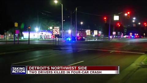 Two killed in four-car crash in Detroit; one car involved in police chase