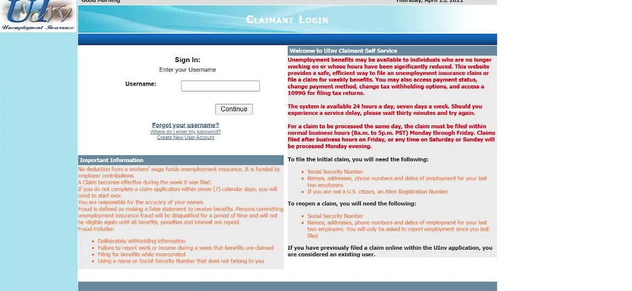 DETR back up and running after being unable to file claims