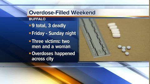 There were nine overdoses, including three deadly ones, in Buffalo over the weekend