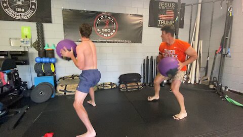 Exercise Technique #9 Medicine Ball: 180 Degree Pivot & Shove Toss