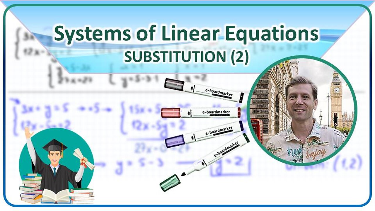 Systems of equations 2. Substitution method. If coefficien is different from 1 or -1.