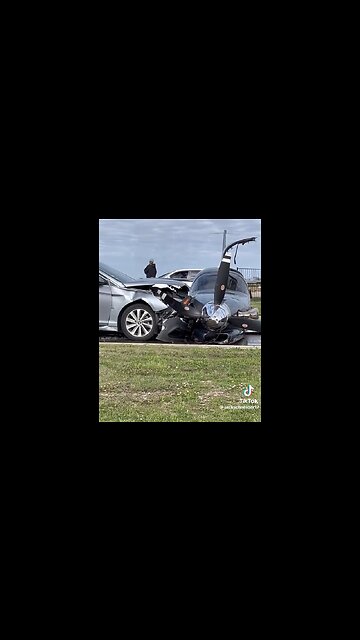 An Experimentally Built Airplane Crashes Onto Road And Head On Into Car In Texas