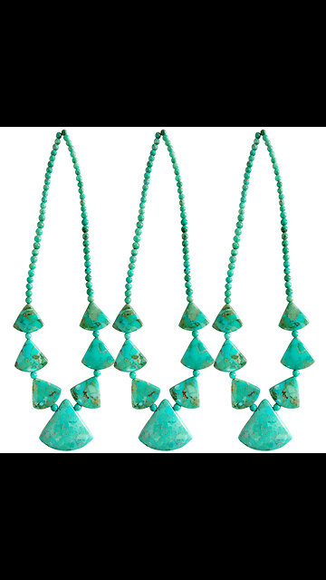 Natural turquoise roundle beads with sector pendant necklace gift 20231025-10-08