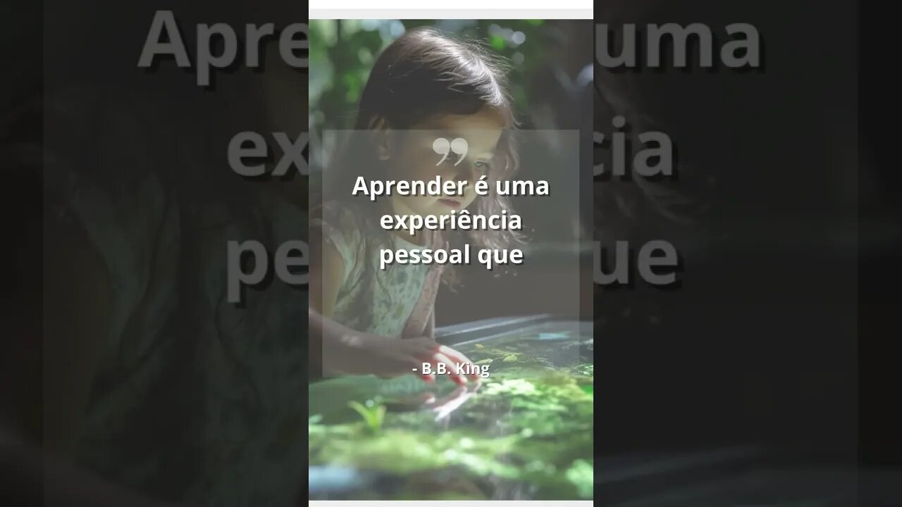 Aprender é uma experiência pessoal que ninguém pode tirar de você.