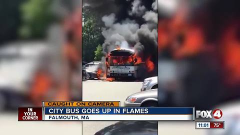 Bus goes up in flames