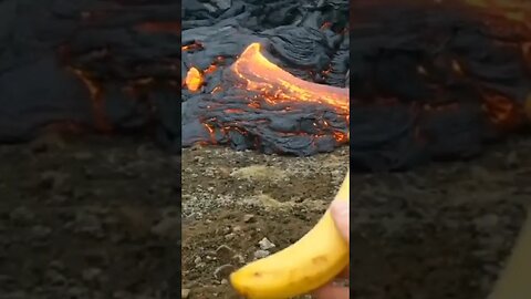 HE THREW A BANNA IN LAVA🍌🔥 #volcano #nature