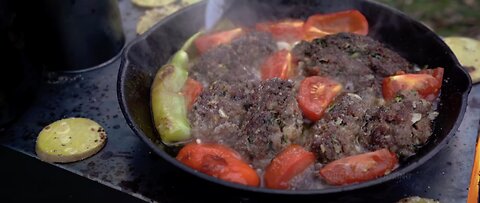 Built a Stretch Wrap Tent and Cooked a very Delicious Meat and Vegetables Dinner