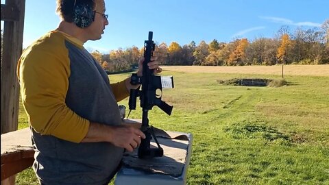 7 inch group at 300 yds on 7.5 inch Palmetto AR-15