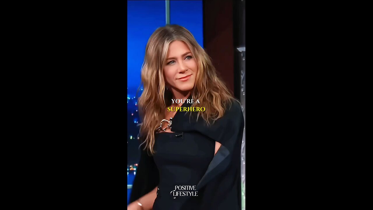 Cape dress on the Late Show with Stephen Colbert of Jennifer Aniston