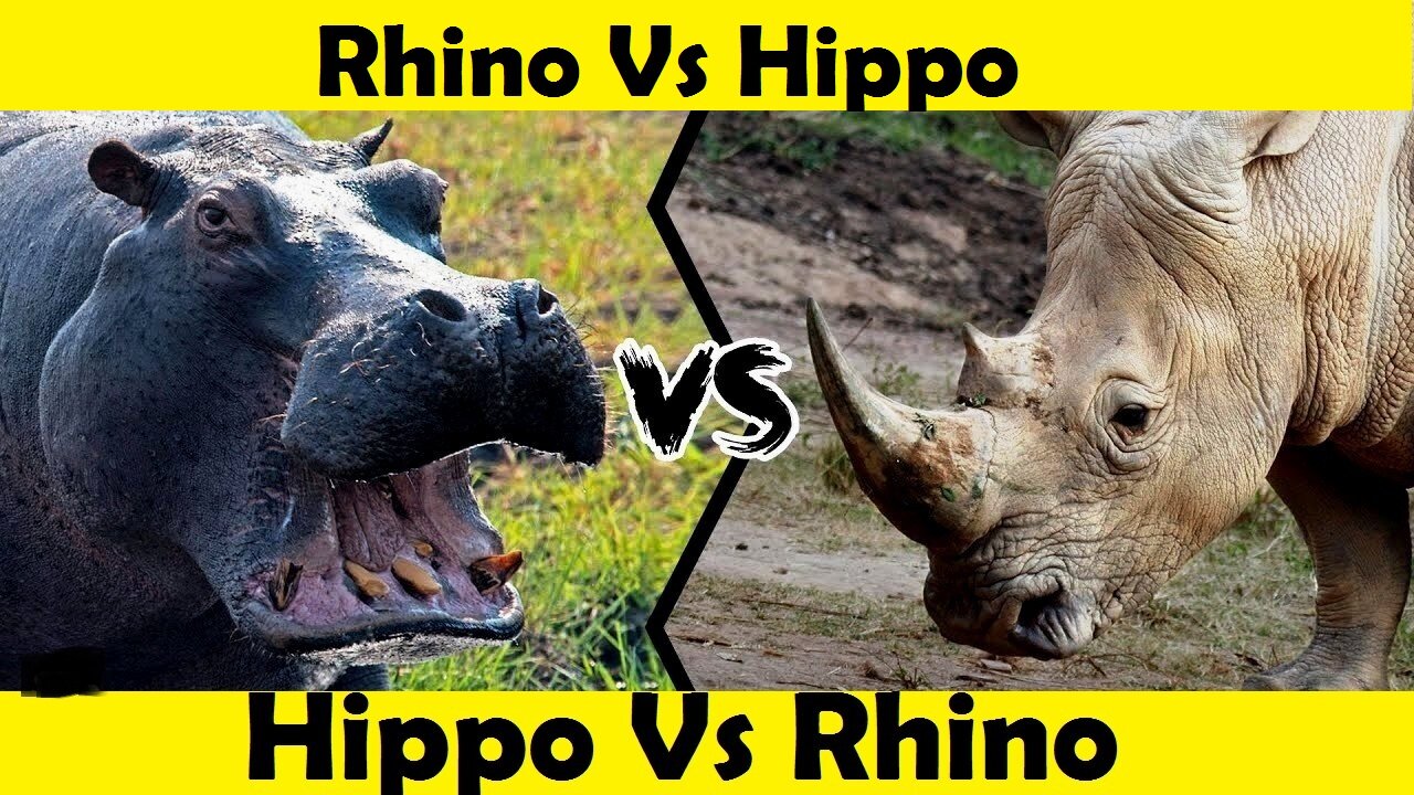 Hippo vs Rhino Fight. Rhino Attack by Hippo. (Tutorial Video)