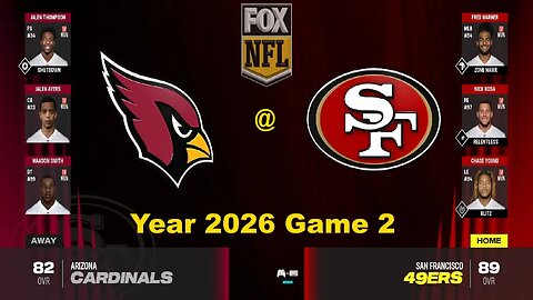 Madden 24 Year 2026 Game 2 Cardinals Vs 49ers 1.5x Speed