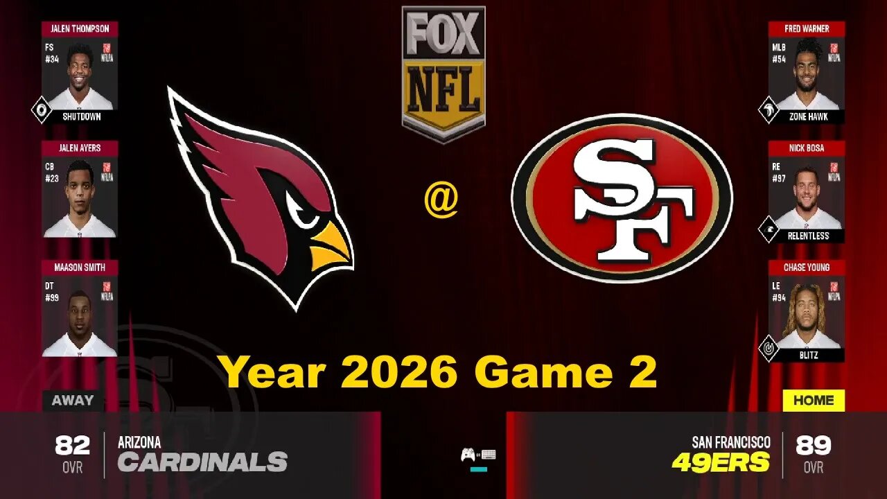 Madden 24 Year 2026 Game 2 Cardinals Vs 49ers 1.5x Speed