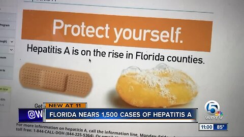 Hepatitis A outbreak in Florida nears 1,500 cases