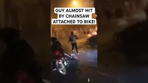 GUY ALMOST HIT BY CHAINSAW!